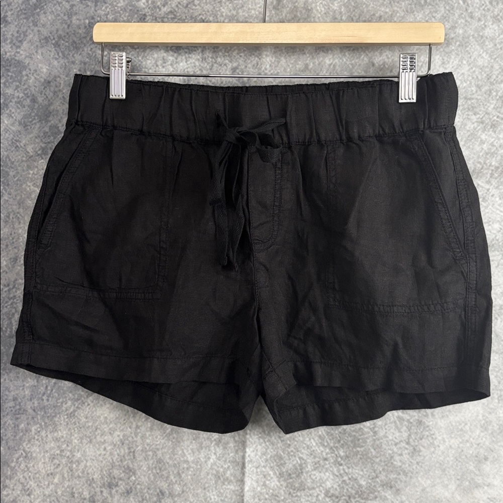 Caslon Black Linen Drawstring Shorts with Pockets Size Small
